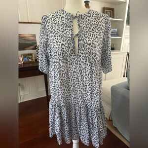 Emerson Fry Gray and White Leopard Isla Dress M/L